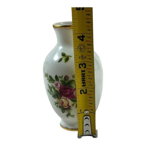 Vintage ROYAL ALBERT OLD COUNTRY ROSES BUD VASE / 1962 Floral Gold Trim 4" Mini - Picture 7 of 7